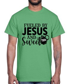 fueled by jesus and sweet tea 990#- tea- Cotton Tee