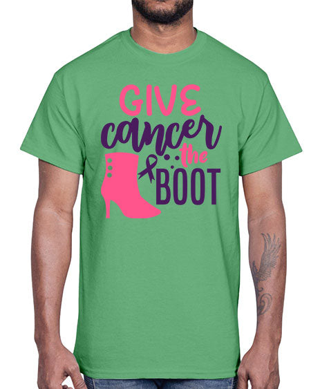 give cancer the boot Style 1#- breast cancer- Cotton Tee