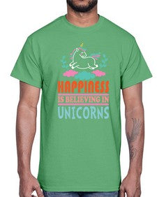 happiness is believing in unicorns 152#- unicorn- Cotton Tee
