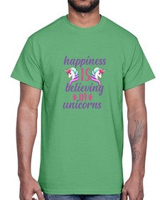 happiness is believing in unicorns 156#- unicorn- Cotton Tee