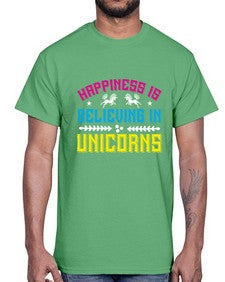 happiness is believing in unicorns 161#- unicorn- Cotton Tee