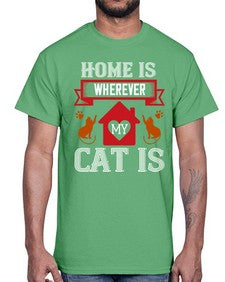 home is wherwever my cat is Style 51#- cats- Cotton Tee