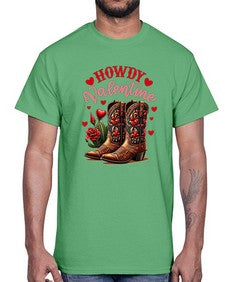 howdy valentine cowgirl boots 538#- western- Cotton Tee
