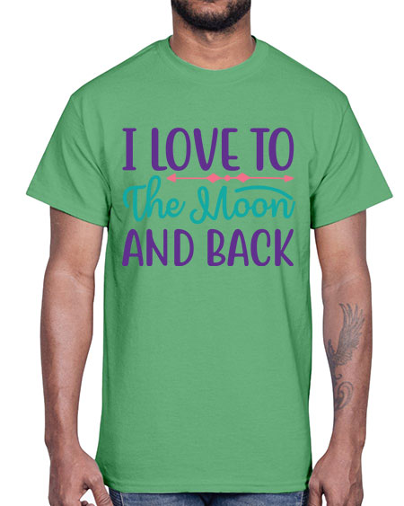 i love to the moon and back 6#- moon- Cotton Tee