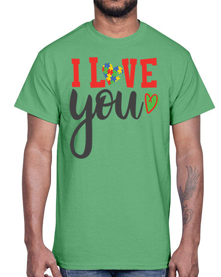 i love you Style 23#- autism- Cotton Tee