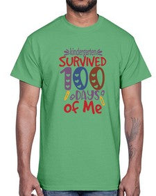kindergarten Grade survived one hundred days of me 424#- one hundred days- Cotton Tee