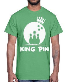 king pin bowling couples 712#- bowling- Cotton Tee