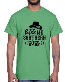 kiss me southern sass 711#- western- Cotton Tee