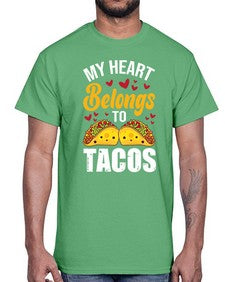 my heart belongs to tacos 1423#- tacos- Cotton Tee