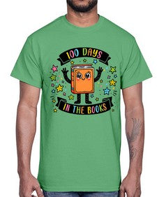 one hundred Days in the Books 567#- one hundred days- Cotton Tee