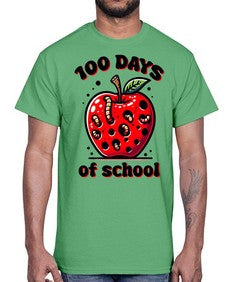 one hundred Days of School Apple 572#- one hundred days- Cotton Tee