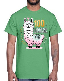 one hundredth Day of School Llama 599#- one hundred days- Cotton Tee