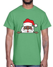 peekaboo black santa 19#- black boys or men- Cotton Tee