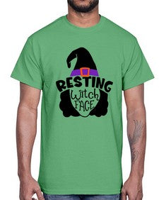 resting witch face 27#- witch- Cotton Tee