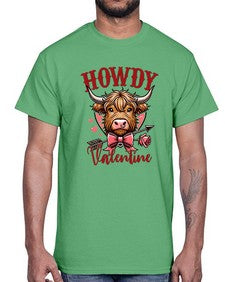 retro vintage howdy valentine bow 1016#- western- Cotton Tee