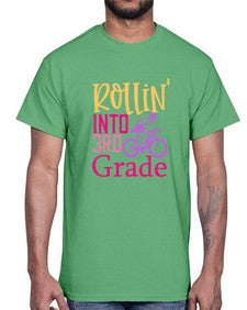 rollin into third grade 782#- third grade- Cotton Tee