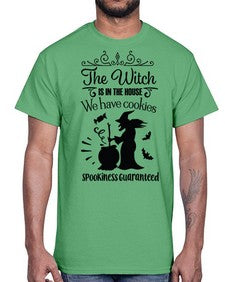 the witch is in the house sign 20#- witch- Cotton Tee