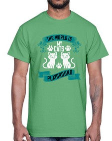 the world is my cats playground Style 119#- cats- Cotton Tee