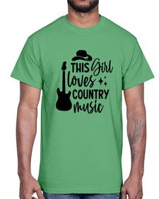 this girl loves country music 1163#- western- Cotton Tee