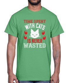 time spend with cat is never wasted Style 120#- cats- Cotton Tee