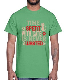 time spend with cat is never wasted Style 121#- cats- Cotton Tee