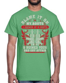 veteran showed up in boots 1198#- western- Cotton Tee