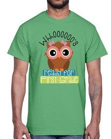 whooos ready for first grade girl 1001#- first grade- Cotton Tee