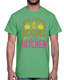world peace begins in the kitchen 496#- vegan- Cotton Tee