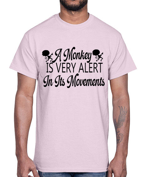 A monkey is very alert - monkey- Cotton Tee