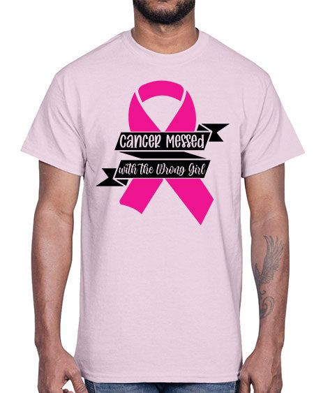 Cancer Messed with the Wrong Girl 30#- breast cancer- Cotton Tee