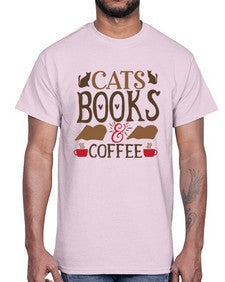 Cats Books Coffee Style 9#- cats- Cotton Tee