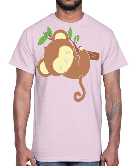 Cute Monkey Hanging on Tree 4#- monkey- Cotton Tee
