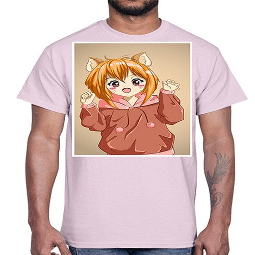 Cute little girl with accessories cat cartoon 170#- anime- Cotton Tee