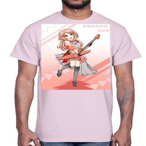 Cute rock star girl with guitar game 17#- anime- Cotton Tee