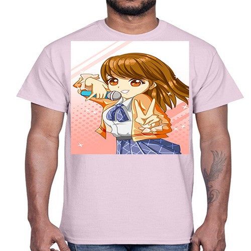 Cute teenage student girl singing song 47#- anime- Cotton Tee