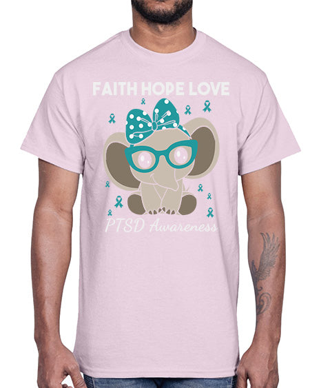 Elephant I Have PTSD Awareness 25#- PTSD- Cotton Tee