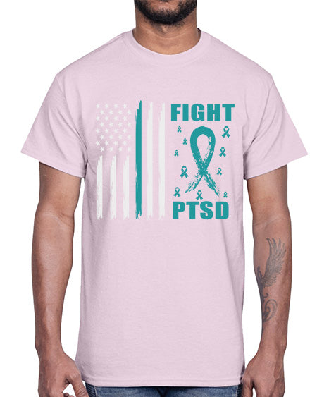 Fight PTSD Awareness American Flag 24#- PTSD- Cotton Tee
