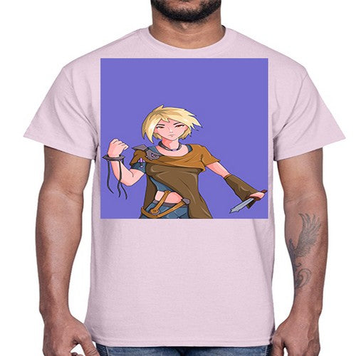 Girl hold knife 12#- anime- Cotton Tee