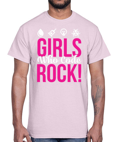 Girls Who Code Rock 247#- general science- Cotton Tee