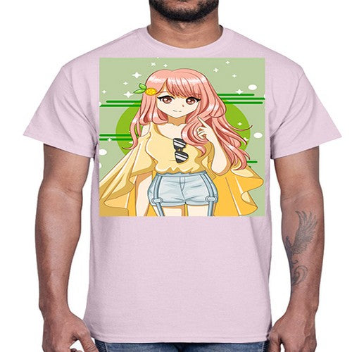 Happy and cute yellow blouse in summer holiday 43#- anime- Cotton Tee