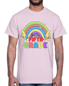 Hello fifth Grade Rainbow 266#- fifth grade- Cotton Tee