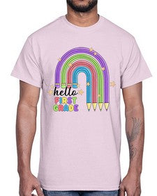 Hello first Grade Pencil Rainbow 279#- first grade- Cotton Tee