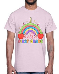 Hello first Grade Unicorn Rainbow 281#- first grade- Cotton Tee