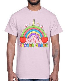 Hello second Grade Unicorn Rainbow 331#- second grade- Cotton Tee