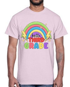 Hello third Grade Rainbow 348#- third grade- Cotton Tee