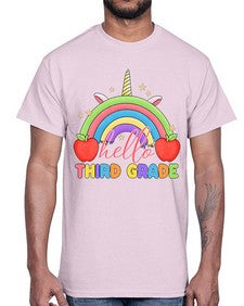 Hello third Grade Unicorn Rainbow 349#- third grade- Cotton Tee