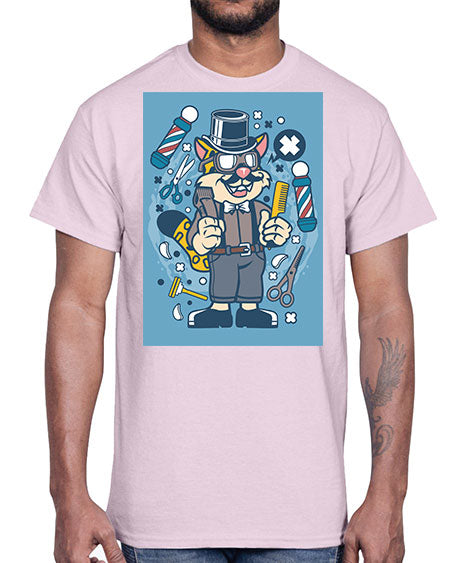 Hipster Barber Leopard835#- barber- Cotton Tee
