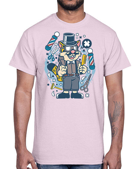Hipster Barber Leopard836#- barber- Cotton Tee