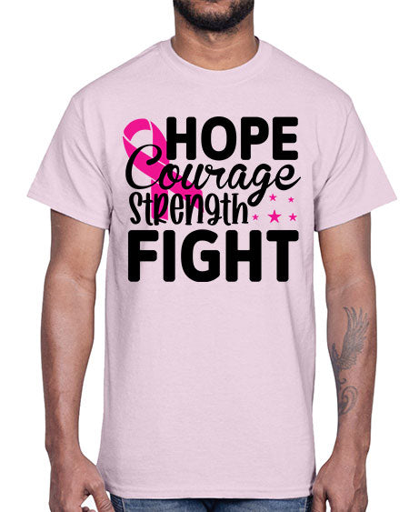 Hope Courage Strength Fight 21#- breast cancer- Cotton Tee
