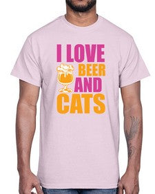 I Love Beer And Cats- cats- Cotton Tee
